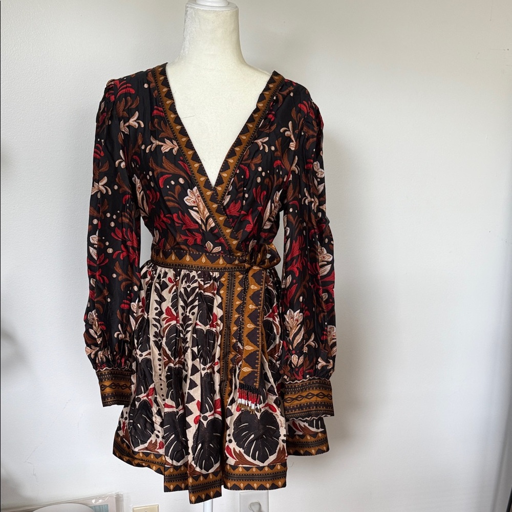 farm Rio Fall Floral Wrap Dress M